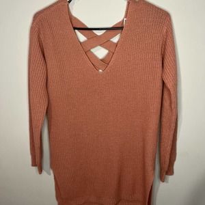 Pink Fashion Nova Sweater, Crisscross Back, Size Large